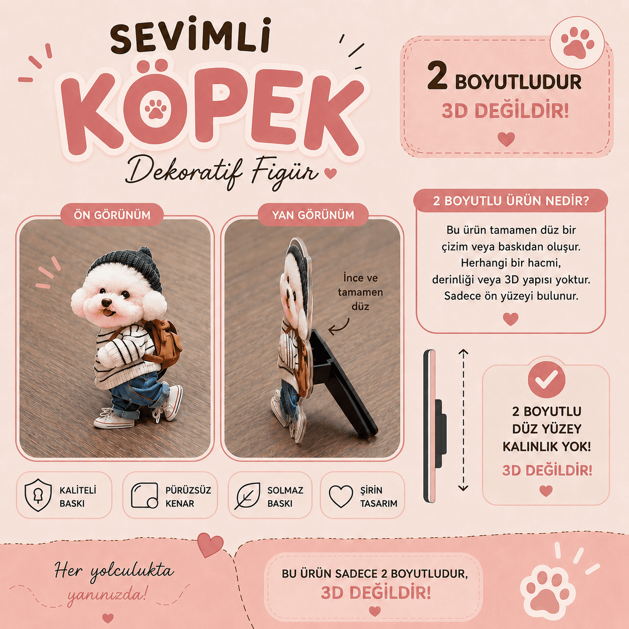 Minik Sevimli Köpek Araç Süsü (Kokulu) 2d Boyut — görsel 2