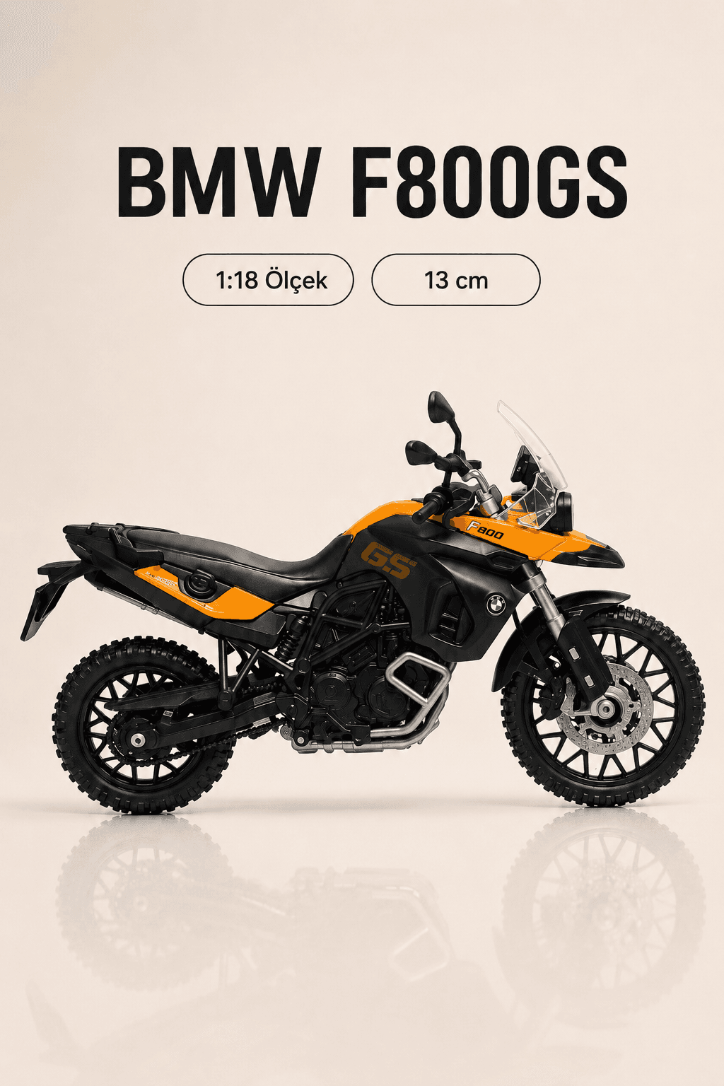 BMW F800GS 1:18 Ölçek Koleksiyonluk Model Motosiklet – 13 cm