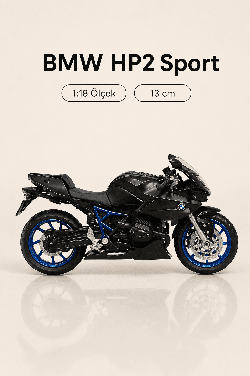 BMW HP2 Sport 1:18 Ölçek Koleksiyonluk Model Motosiklet – 13 cm