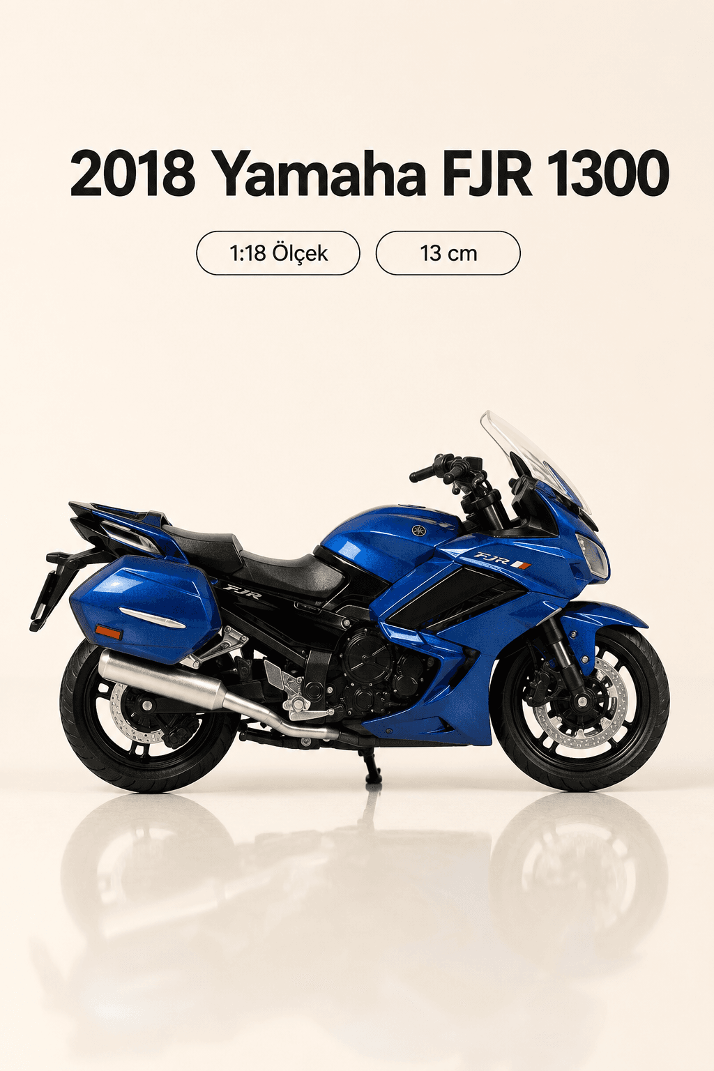 2018 Yamaha FJR 1300 1:18 Ölçek Koleksiyonluk Model Motosiklet – 13 cm