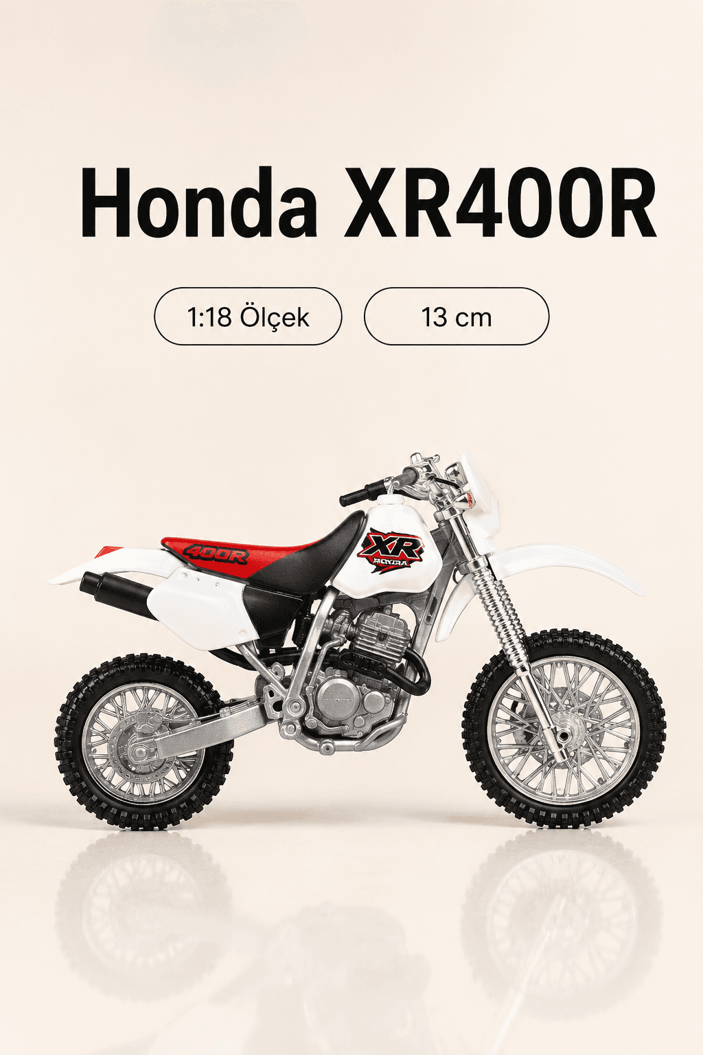 Honda XR400R 1:18 Ölçek Koleksiyonluk Model Motosiklet – 13 cm