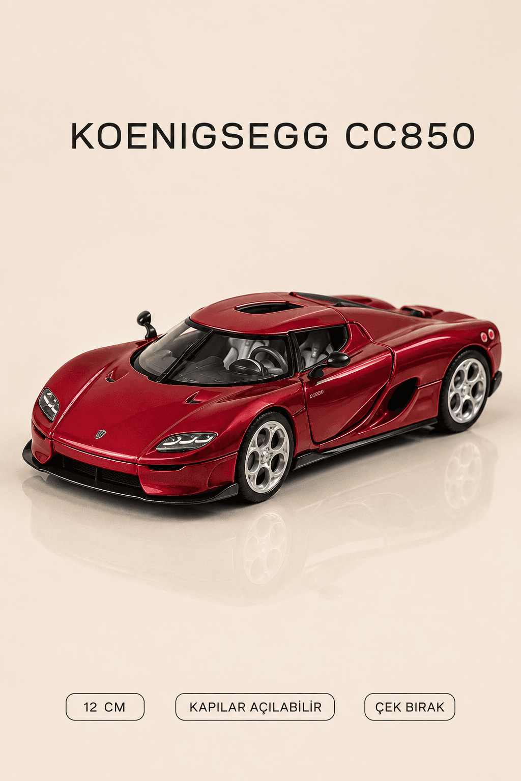 Koenigsegg CC850 Metal Çek Bırak Araç 12 cm - 4 Renk Seçeneği