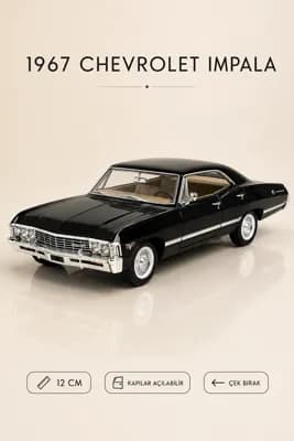 1967 Chevrolet Impala Metal Çek Bırak Araç 12 cm - 4 Renk Seçeneği