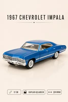 1967 Chevrolet Impala Metal Çek Bırak Araç 12 cm - 4 Renk Seçeneği